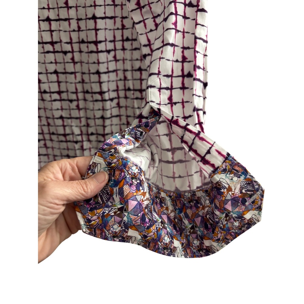 Robert Graham Mens Classic Fit White and Purple Button Down Shirt Large - Picture 8 of 9